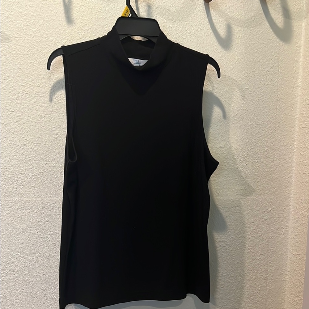 Black Fitted Muscle Tee with Mandarin Collar